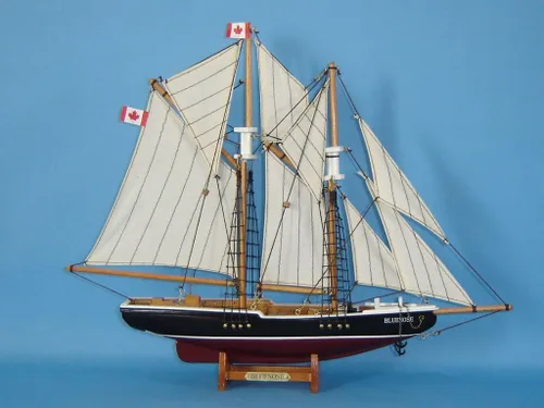 Vista 5 de Velero Bluenose, decoración náutica, artesanía, 17 pulgadas, rojo, negro
