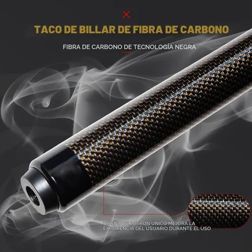 Vista 8 de Taco de piscina profesional de fibra de carbono de 58 pulgadas, estructura de 1/2 con conector de liberación rápida de 3 dientes, punta de cuero