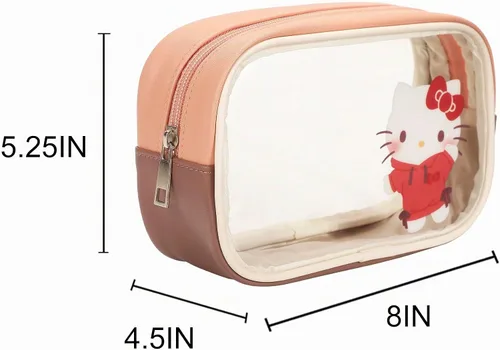 Vista 2 de Bioworld Sanrio Hello Kitty - Juego de bolsas de cosméticos de 3 piezas con estampado y cierre de cremallera