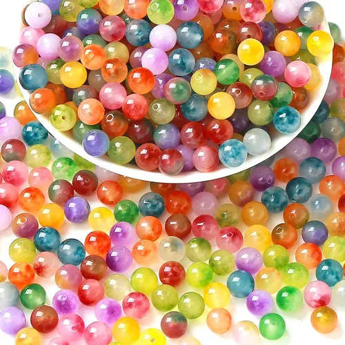 Vista 76 de 36 piezas de cuentas sueltas de espacio de jade de epidoto verde y rojo natural de 10 mm, cuentas redondas para hacer joyas DIY, collares, pulseras