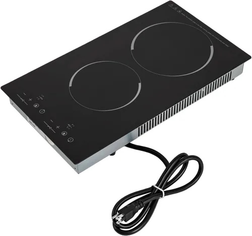 Vista 8 de Placa eléctrica de cerámica con enchufe, 1500 W, 110 V, portátil, 2 quemadores, sensor integrado, control táctil, placa calefactora, 9 niveles
