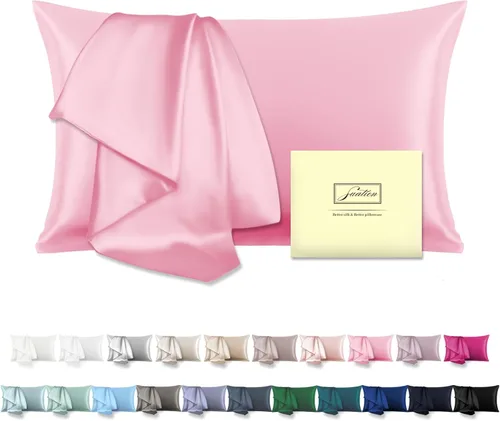 Vista 48 de Funda de almohada de seda para cabello y piel, suave, transpirable y resistente, funda de almohada de seda de tamaño Queen, fundas de almohada