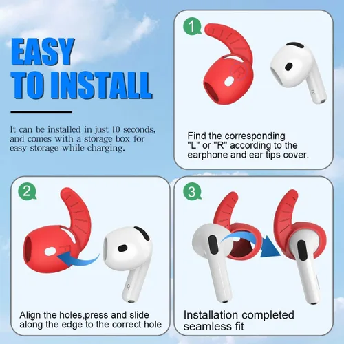 Vista 6 de 5 pares de ganchos para las orejas para auriculares AirPods 4, funda deportiva antideslizante para las orejas AirPod 4, silicona suave, accesorios