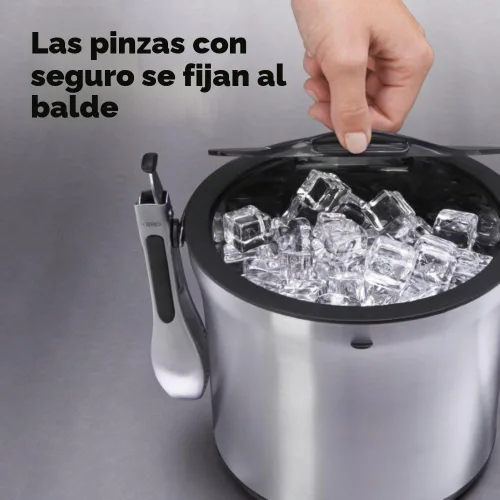 Vista 6 de OXO Juego de cubeta de hielo y pinzas - Acero inoxidable cepillado