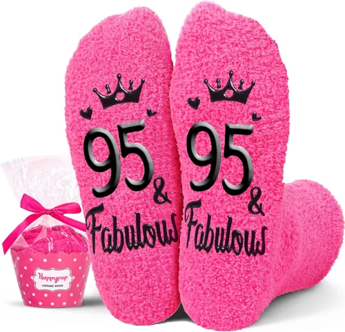 Vista 7 de HAPPYPOP Ideas de calcetines de cumpleaños, regalo de cumpleaños para mujeres de 75, 80, 85, 90, 95, 100 años Fabulous 100 Rosa