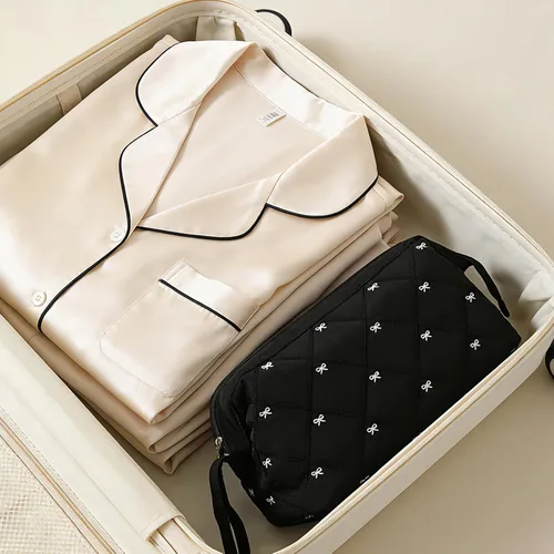 Vista 6 de Stratalife Bolsa de viaje acolchada para herramientas para el cabello con paño de pulido compatible con Dyson Airwrap Shark Flex Style, Arco negro