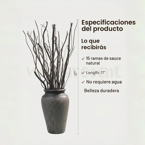 Vista 3 de 15Pcs Dried Curly Willow Branches Dark Brown Dried Twigs Vase Rustic Decor