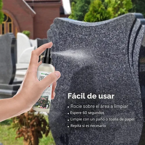 Vista 4 de KleanLogik Limpiador de lápidas para tumbas y memoriales, solución limpiador de lápidas elimina la suciedad y el crecimiento de las plantas
