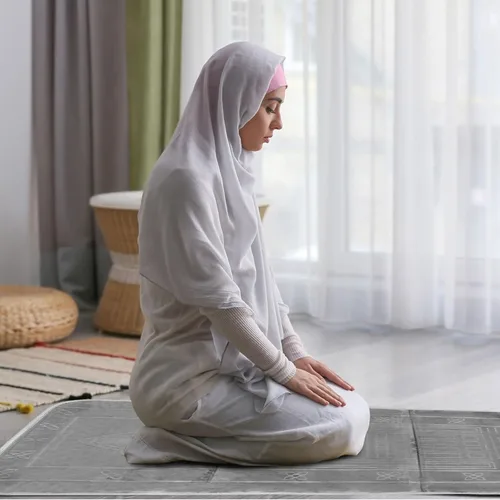 Vista 2 de Timgle Tapete de oración plegable con respaldo, silla de meditación plegable con bolsa de almacenamiento, alfombra de meditación suave, alfombra