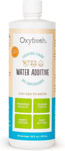 Vista 8 de Oxyfresh Premium Cuidado dental para mascota, aditivo para el agua, elimina el mal aliento, combate sarro, placa, solo tienes que añadirla al agua