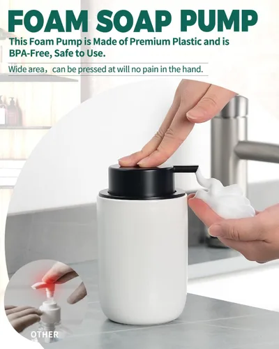 Vista 2 de BosilunLlife - Juego de dispensador de jabón blanco, dispensador de jabón de baño de cerámica, dispensador de jabón para platos de cocina