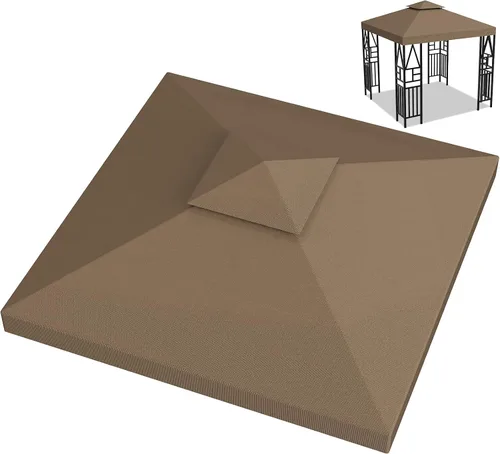 Vista 9 de Cubierta de repuesto para toldo de 10 x 10 pies, doble nivel, con 12 velcros, nailon impermeable con protección UV, refugio al aire libre para Verde