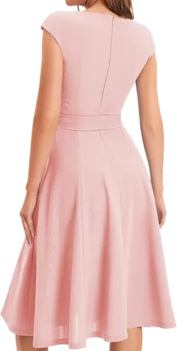 Vista 2 de HomRain Vestidos para mujer, vestido formal de casquillo para fiesta de noche, cóctel, para iglesia y baile de graduación