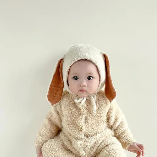 Vista 2 de Newbron - Gorro de conejito para niños y niñas, sombrero de hospital con orejas de conejo para bebés y niños pequeños