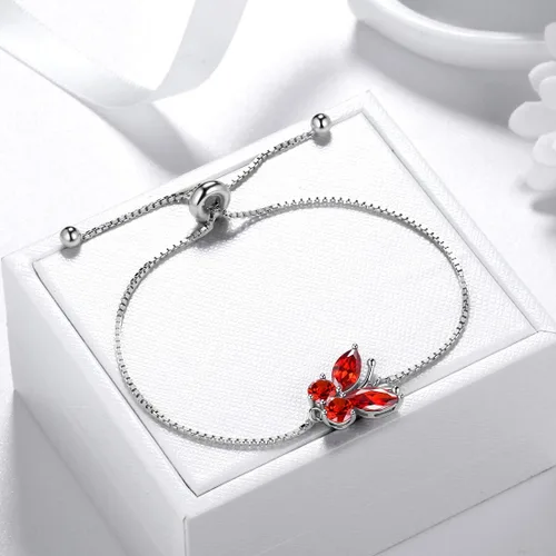 Vista 8 de Aurora Tears Pulsera de piedra natal de mariposa – Pulsera de plata de ley 925 para mujer, regalo de cumpleaños para mujer A. Enero