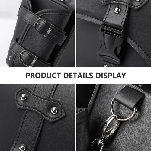 Vista 3 de Homoyoyo Bolsa de brazo oscilante, basculante para motocicletas, basculante de motocicleta con soporte para botella de agua, cuero sintético negro