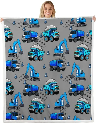 Vista 11 de Erosebridal Manta de forro polar con diseño de camiones y excavadoras, de 40 x 50 pulgadas, color amarillo, para niños, niños, adolescentes