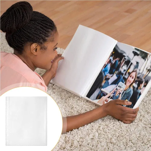 Vista 4 de Paquete de 25 hojas de repuesto para álbumes de fotos, fundas para 50 fotos, fundas para fotos de 5 x 7 pulgadas, 7 bolsillos para carpetas
