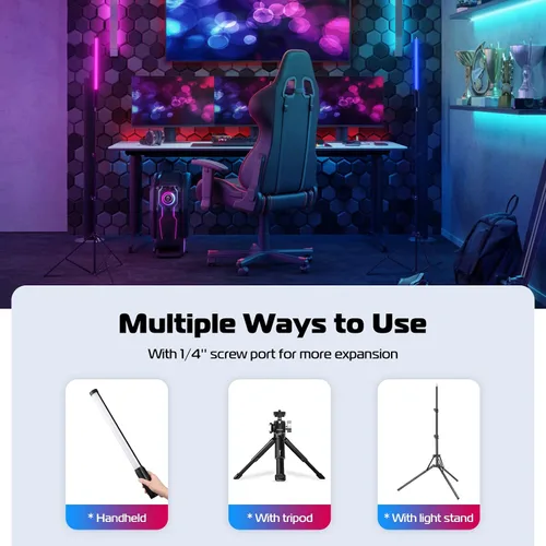 Vista 7 de Varita de luz LED RGB Ulanzi VL119, varita de video RGB de 360° para fotografía, luz cúbica recargable incorporada de 2600mAh, luz de cámara