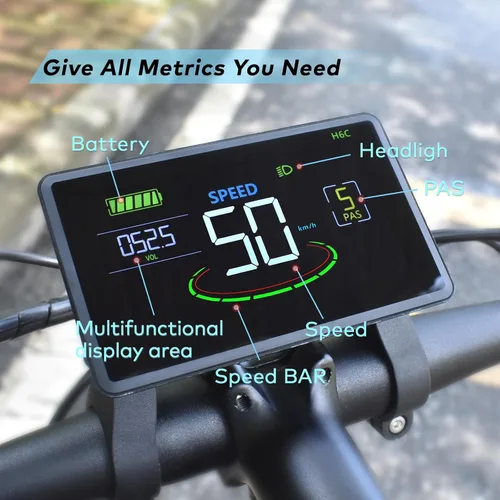 Vista 3 de Pantalla Ebike, protocolo UART No. 2, computadora de ciclismo colorida de 24 V-60 V con puerto de carga para dispositivos móviles, pantalla LCD