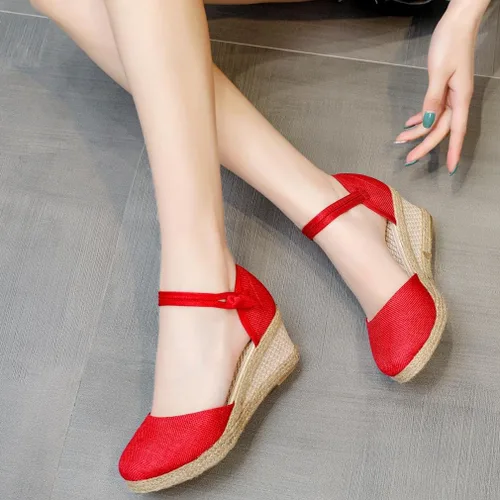 Vista 5 de heelchic Sandalias de plataforma para mujer, transpirables, informales, para caminar, tacón medio, elegantes