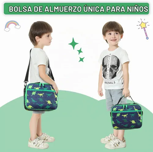 Vista 6 de VASCHY Bolsa de almuerzo para niños, reutilizable, aislada, para niños y niñas, con correa de hombro desmontable para guardería, escuela