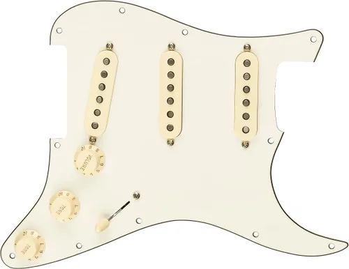 Vista 2 de Fender Golpeador Stratocaster original 57/62 precableado, 3 capas, color negro