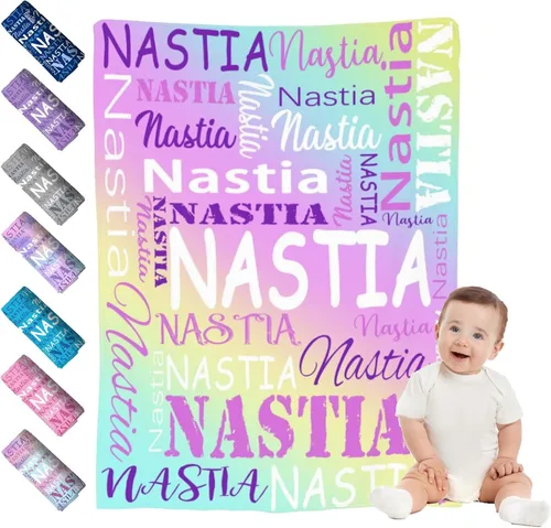 Vista 18 de Mantas de bebé personalizadas para niño y niña, manta de bebé personalizada con nombre para niños y adultos, mantas suaves personalizadas