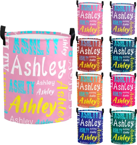 Vista 11 de Cesta de lavandería personalizada con nombre, cesta de lavandería plegable con asa para baño, sala de estar, dormitorio
