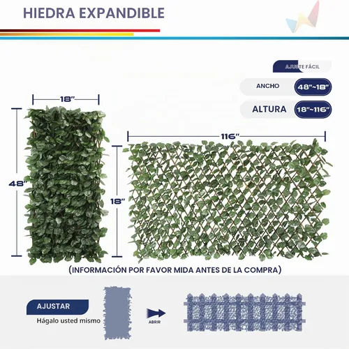 Vista 5 de Windscreen4less Pantalla de Valla de Privacidad de Hiedra Artificial Expandible con Hojas Sintéticas para Exterior Interior Patio Trasero Balcón
