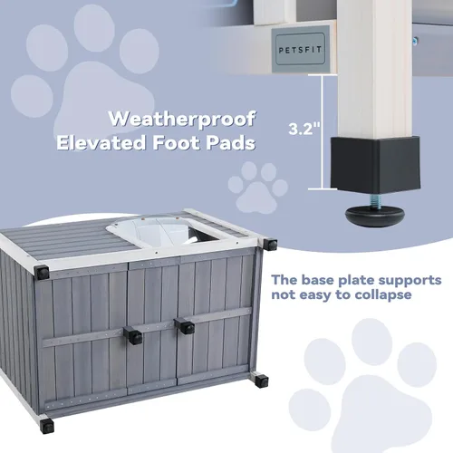Vista 5 de Petsfit - casetas cuchas de madera para perros pequeños, medianos y perros grandes, resistente a la intemperie para perros, con patas elevadas.
