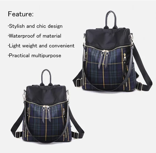 Vista 5 de zhongningyifeng Mochila impermeable para mujer, ligera, a la moda, casual, de viaje, bolsa de hombro