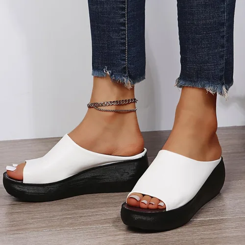 Vista 6 de Sandalias ortopédicas para mujer 2024 de verano, cómodas, ortopédicas, de cuero, con plataforma, con soporte para el arco, sandalias