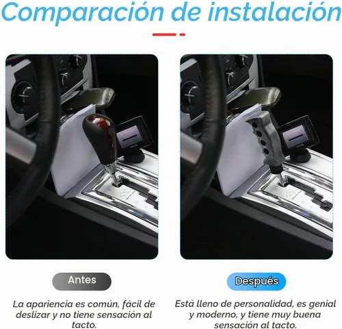Vista 6 de Pomo de palanca de cambios para automóvil, agarre de transmisión manual y automática con mango tipo cuchillo con tornillos adaptadores y llave Negro