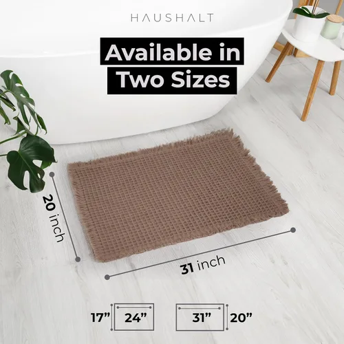 Vista 2 de Tapete de baño con tejido gofre, tapete de ducha, textura de punto tejido antideslizante, mate de baño neutro de 17 x 24 pulgadas, lavable a