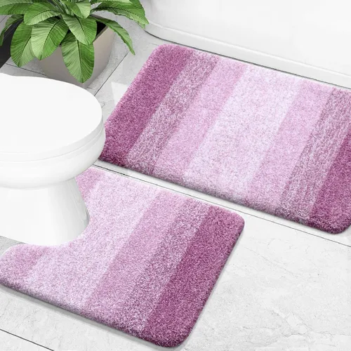 Vista 18 de OLANLY - Juego de tapetes para baño de 2 piezas, de microfibra, suaves y absorbentes, antideslizantes, lavables a máquina y para secadora, felpudos