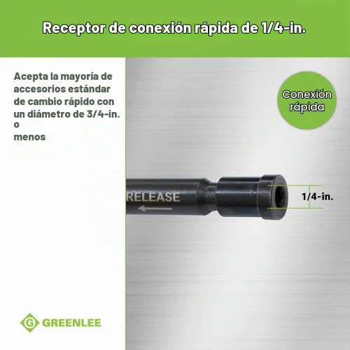 Vista 5 de Greenlee 921 Quick Change D'VersiBIT Kit de extensión de taladro flexible de 4 piezas con brocas de extensión de 18 y 36 pulgadas, broca rechoncha