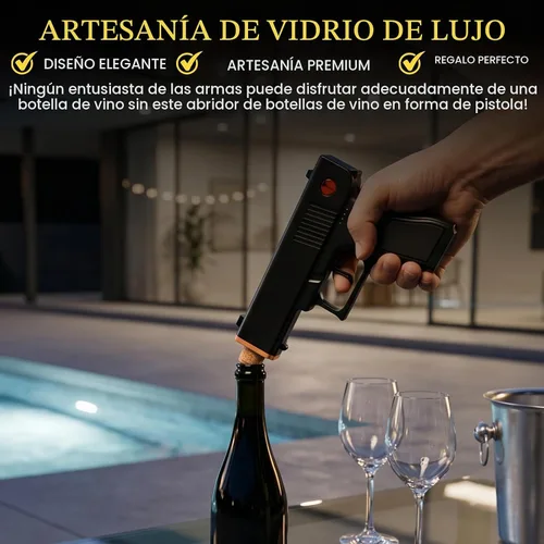 Vista 3 de Abridor de botellas de sacacorchos de vino con pistola eléctrica, batería inalámbrica con base de funda recargable, abre automáticamente vinos Negro