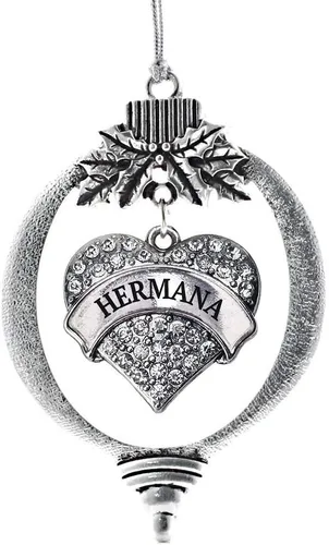 Vista 56 de Inspired Silver Adornos festivos de dije de corazón pave de plata con circonitas cúbicas