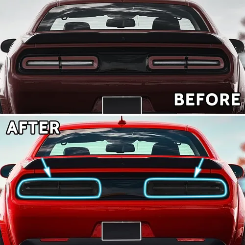 Vista 5 de Cubierta de luz trasera para Dodge Challenger 2015-2023, cubiertas de lámpara de luz trasera, decoración para accesorios Dodge Challenger 2015-2023