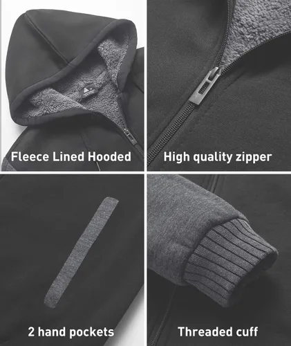 Vista 60 de SCODI Sudaderas con capucha para hombre, forro polar pesado, cremallera completa, forro de sherpa grueso, chaqueta con capucha