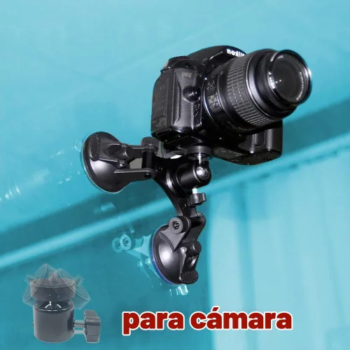 Vista 5 de Soporte de triple ventosa para cámara de acción para parabrisas de automóvil con cabeza roscada de 1/4, trípode de 360 grados y tornillo para DJI