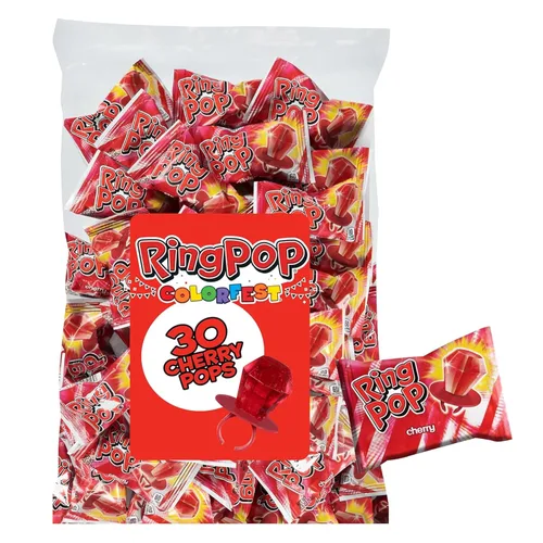 Vista 16 de Ring Pop Paquete de piruletas a granel de frambuesa azul envuelta