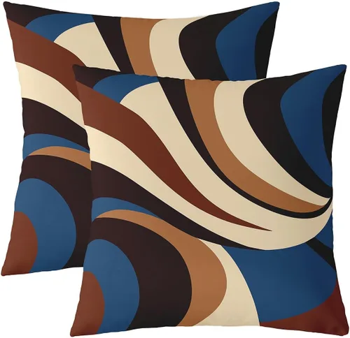 Vista 34 de Juego de 2 fundas de almohada abstractas de 16 x 16 pulgadas para niños, niñas, adolescentes, decoración de dormitorio, moderna a rayas, decoración