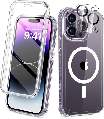 Vista 34 de Funda para iPhone 15 de cuerpo completo, protector de pantalla integrado, con protector de lente de cámara, [antiamarilleamiento], funda protectora