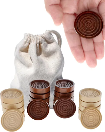 Vista 11 de Juegos de madera de damas con apilables, marrón oscuro/natural de We