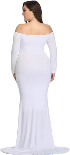 Vista 4 de YnimioAOX Vestido de sesión de fotos de maternidad de manga larga elegante maxi vestido de fotografía delgado vestidos elásticos