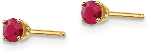 Vista 2 de Pendientes de oro amarillo de 14 quilates 0.118 in juliorubí, Piedra Oro amarillo Platino, Rubí