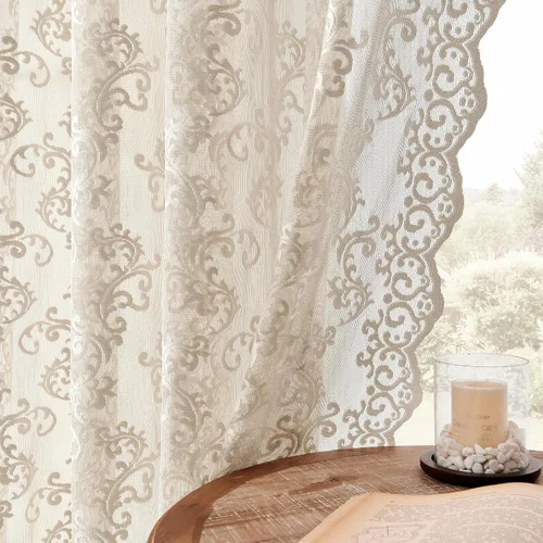 Vista 26 de Cortinas de encaje floral victoriano transparentes - 45 pulgadas de largo, 2 paneles, bolsillo para barra de cocina estilo cafetería, filtro de luz