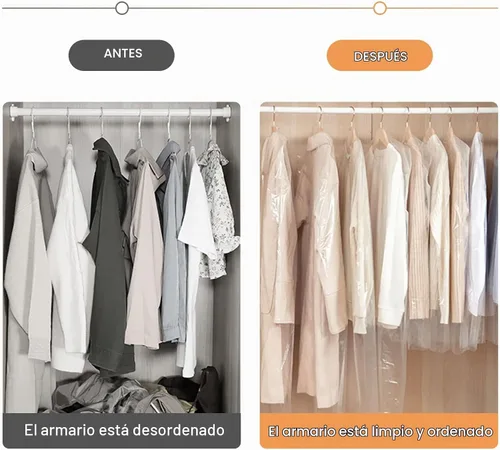 Vista 4 de Bolsas de limpieza en seco, 150 unidades, plástico transparente, tela para colgar